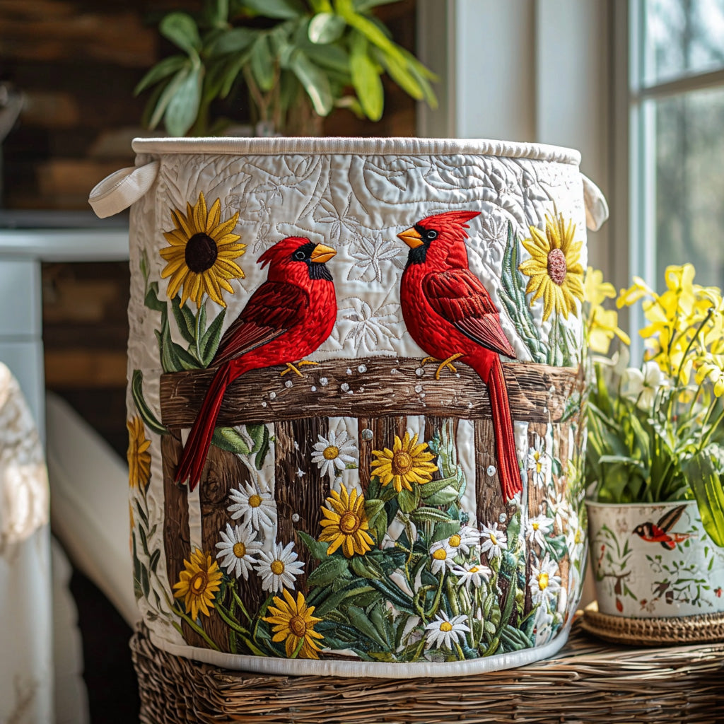 Red Quilted Laundry Basket
