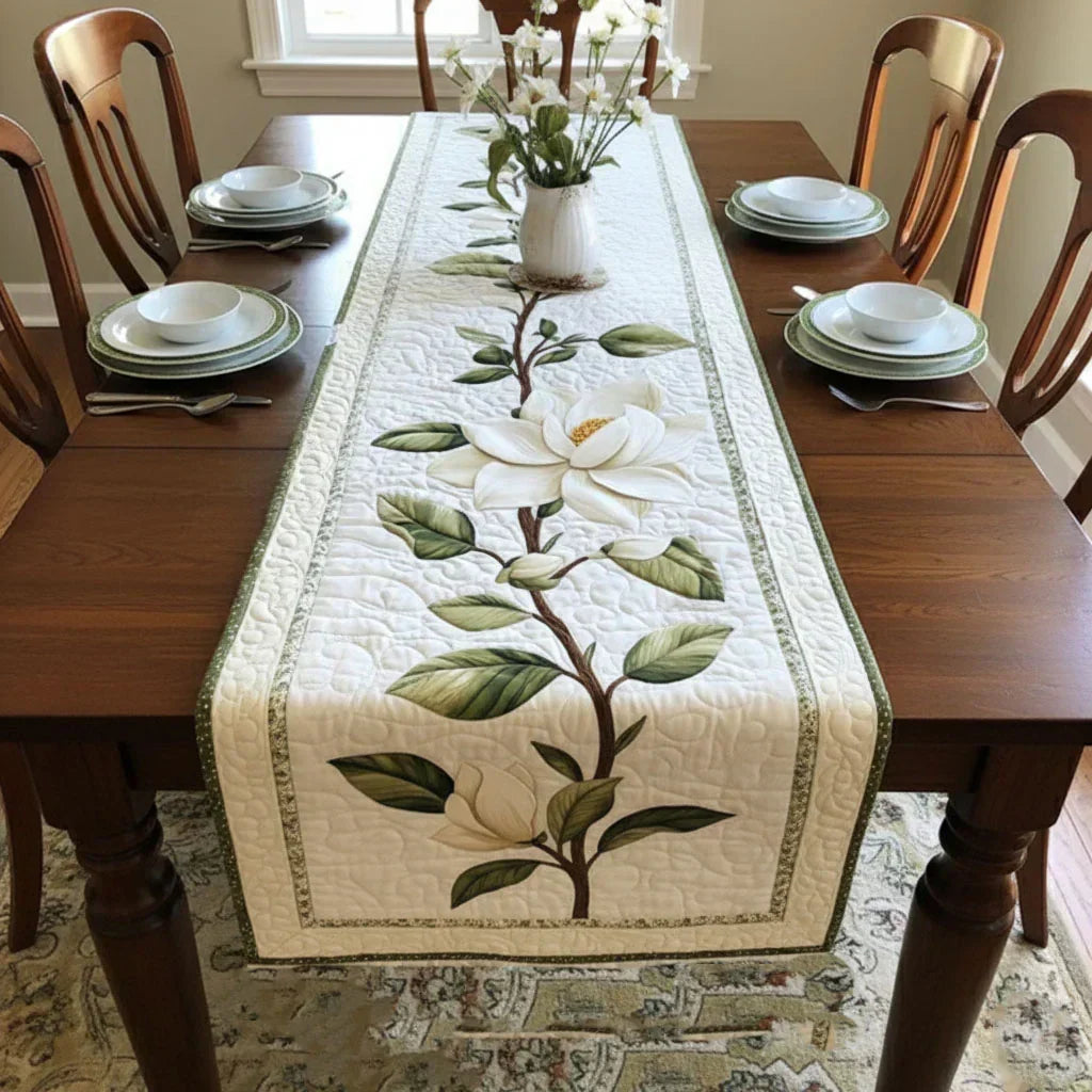 Rustic Magnolia Flower Quilted Tablecloth