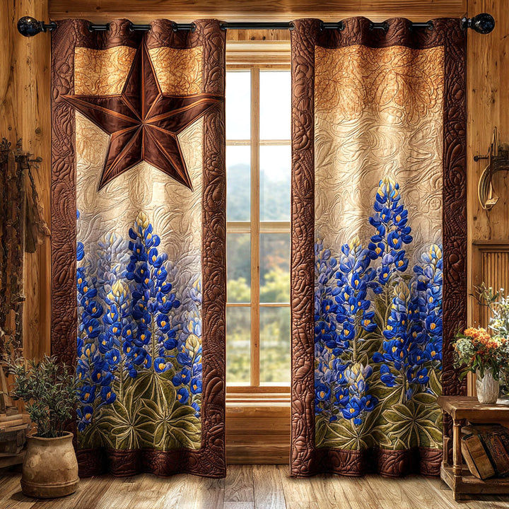 Loes - Rustic Star Flower Padded Curtains