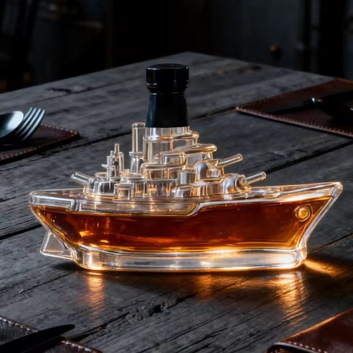 Warship-Shaped Whiskey Bottle