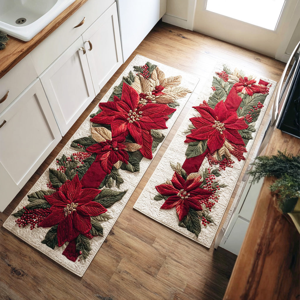 Evi Christmas Kitchen Mat with Scarlet Star Design