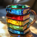Colorful Handmade Mug with Book Theme