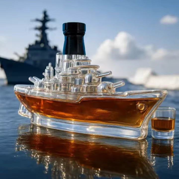 Warship-Shaped Whiskey Bottle
