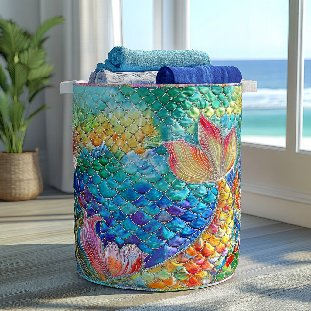 Marine Sparkle Upholstered Laundry Hamper