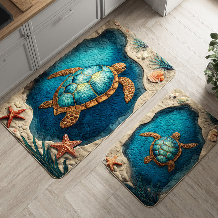 Mila - Floral and Ocean-Themed Kitchen Mat