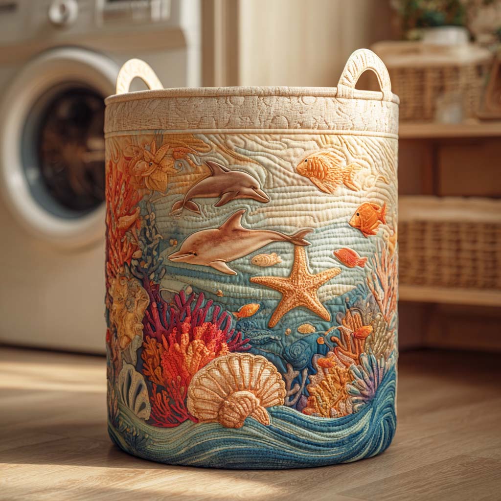 Marine Breeze Upholstered Laundry Hamper