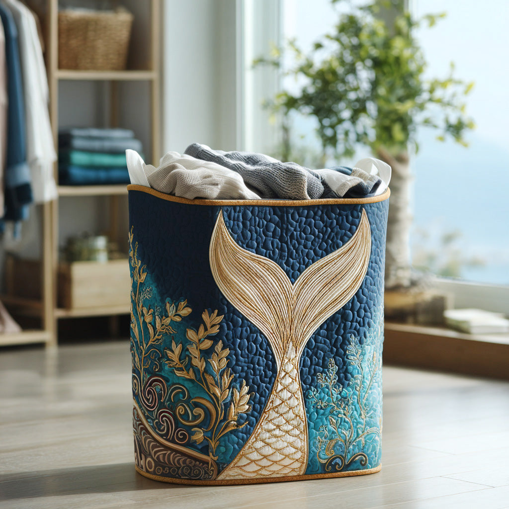 Sparkling Tides Upholstered Laundry Hamper