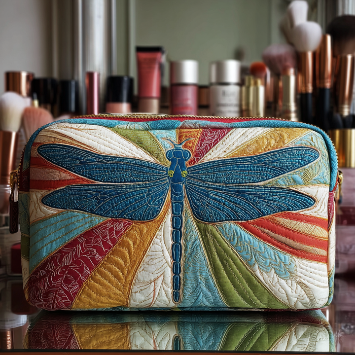 Jolien - Elegant Quilted Toiletry Bag with Stunning Dragonfly Design