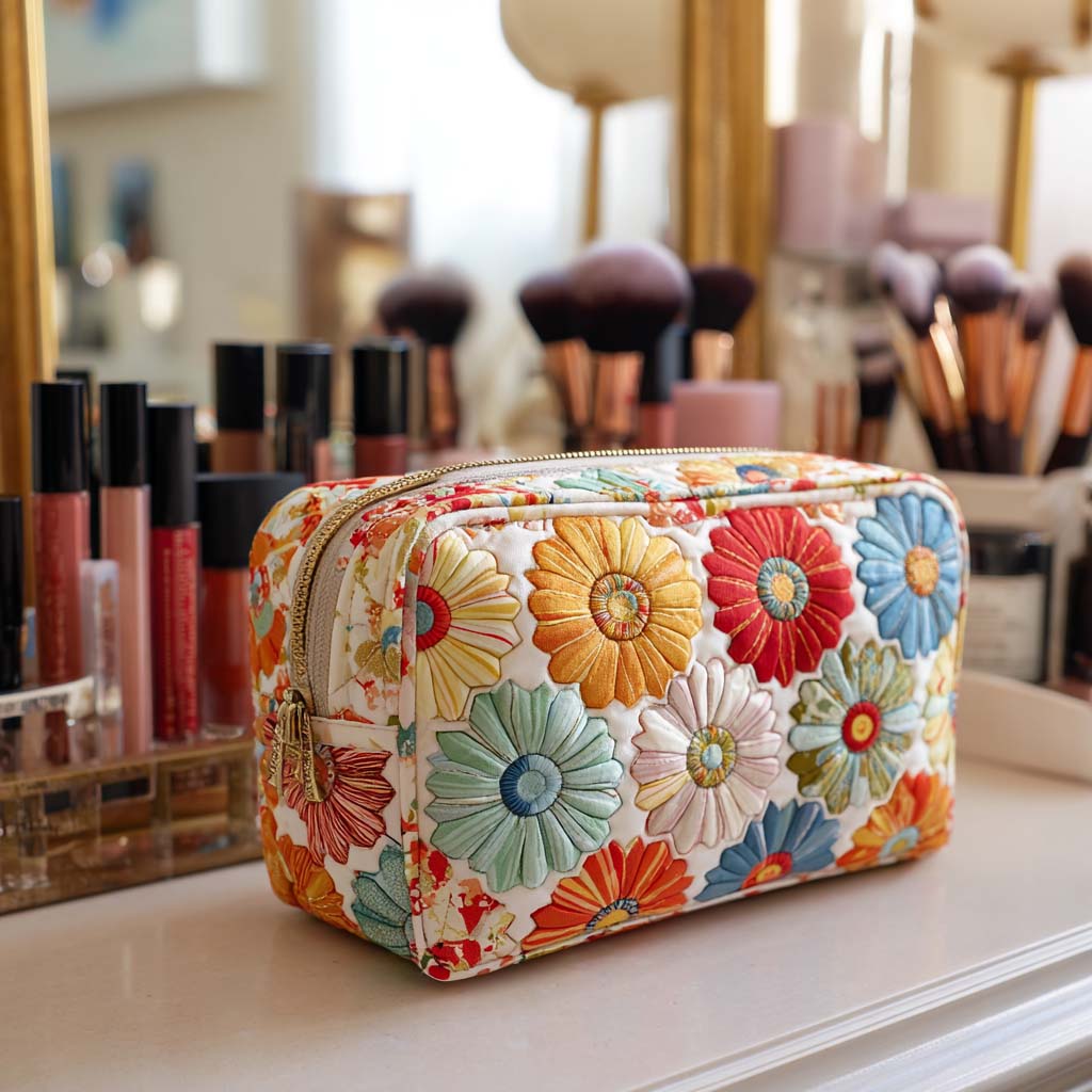 Marije - Shiny Petals Quilted Toiletry Bag