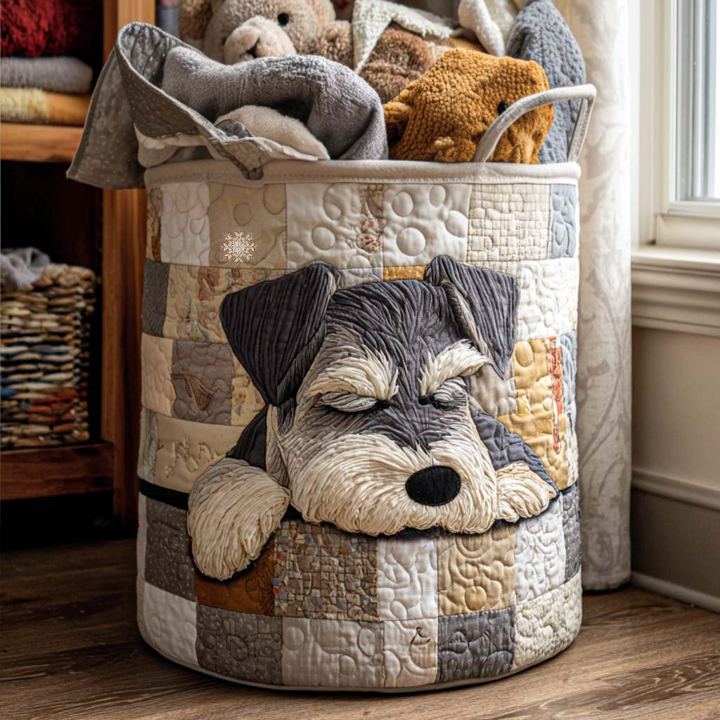 Sleeping Schnauzer Fabric Laundry Hamper
