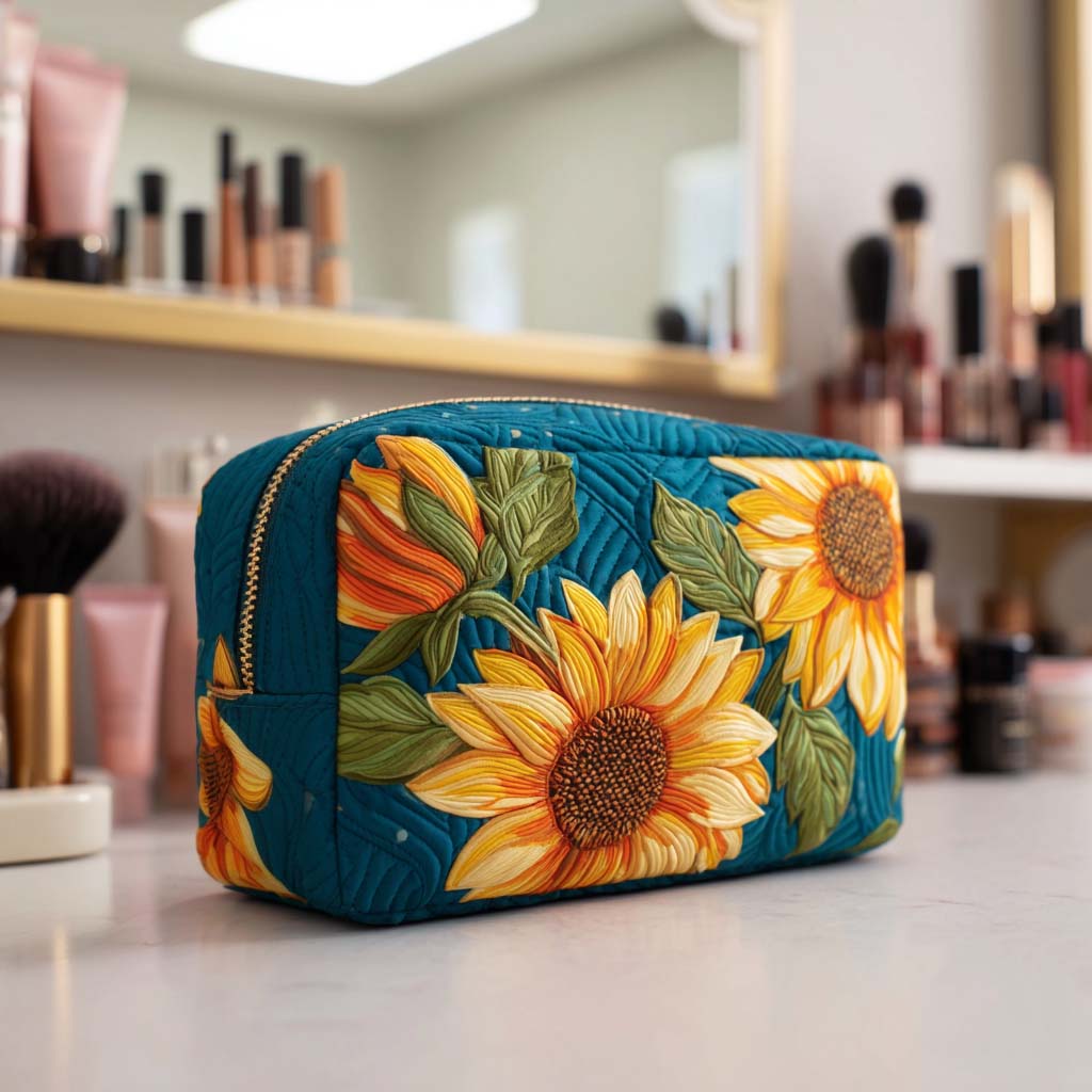 Wietske - Floral Quilted Toiletry Bag in Cheerful Design