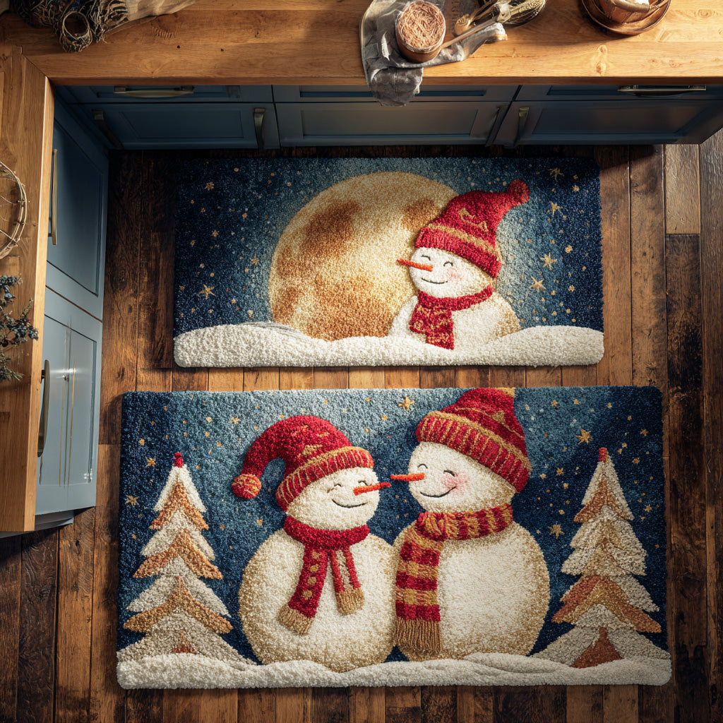 Willemien - Winter Wonderland Kitchen Mat with Snow Day Design