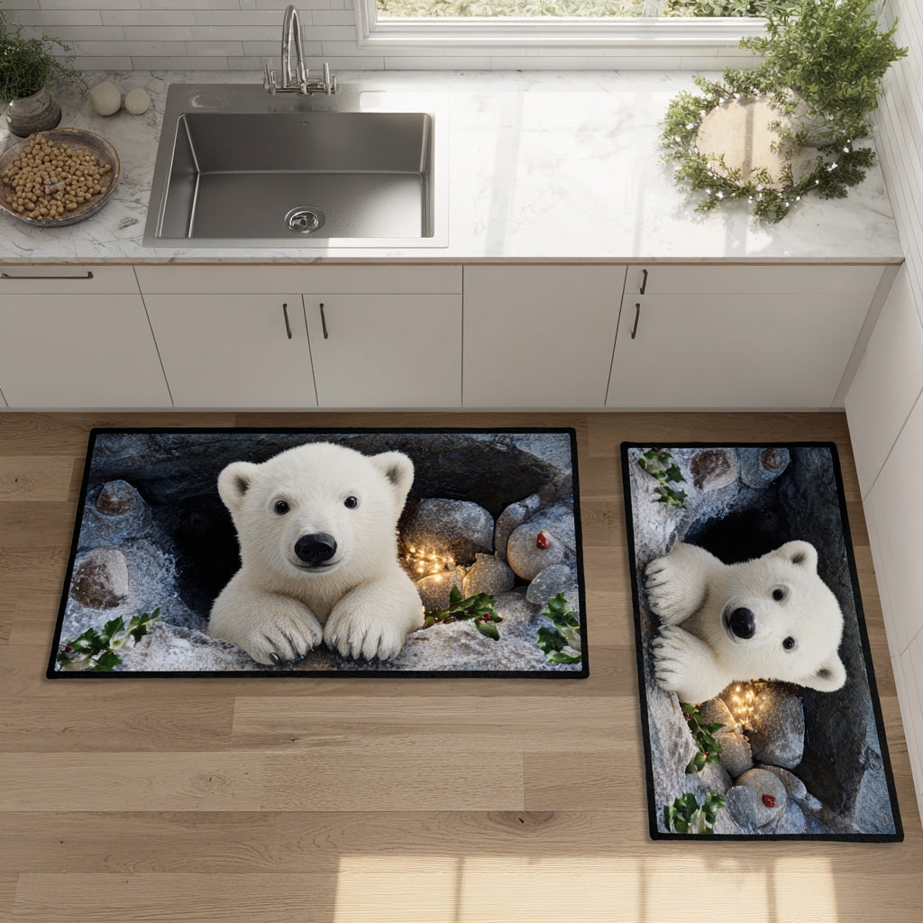 Baukje Snowy Winter Kitchen Mat with Cushioned Padding