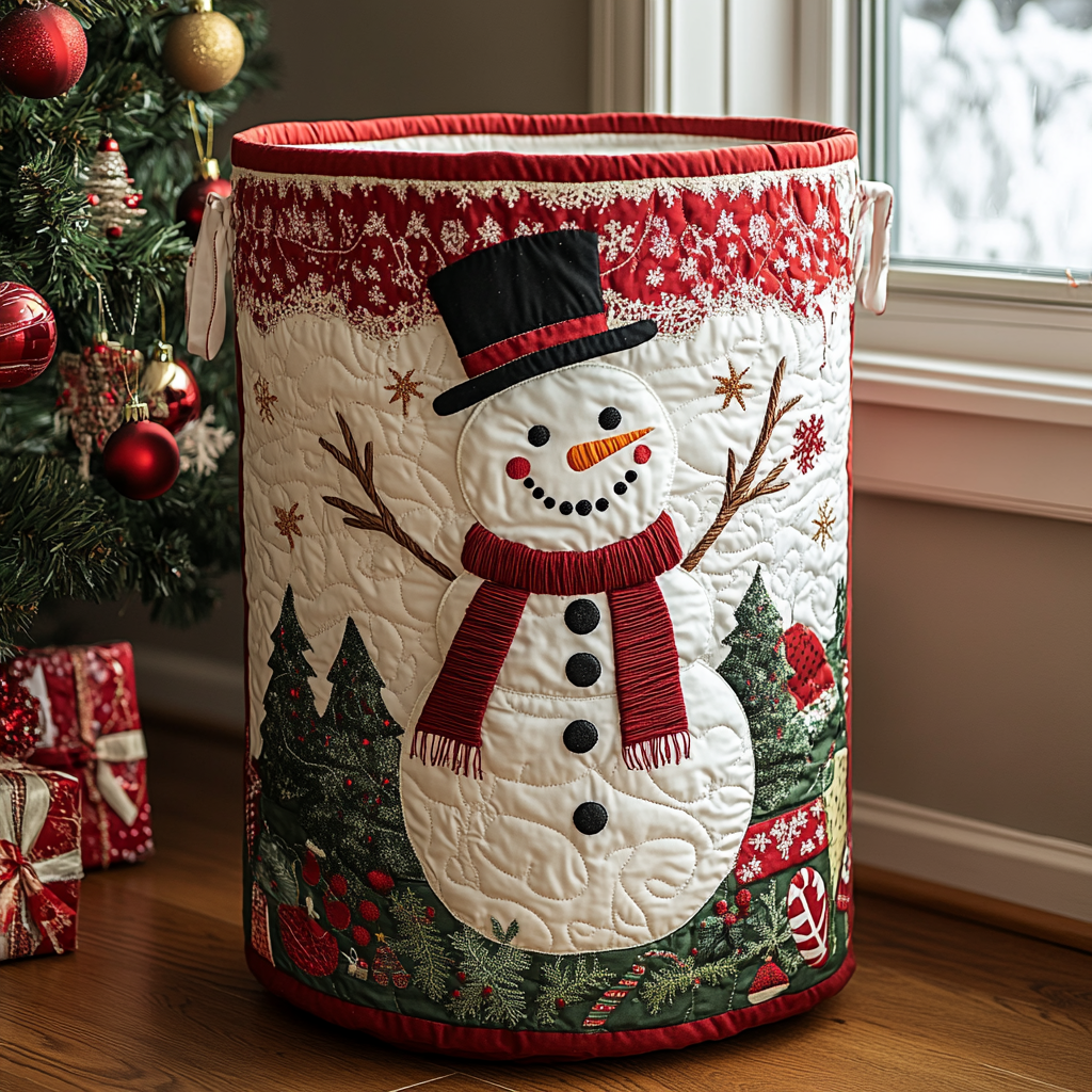Cozy Snowman Padded Laundry Basket