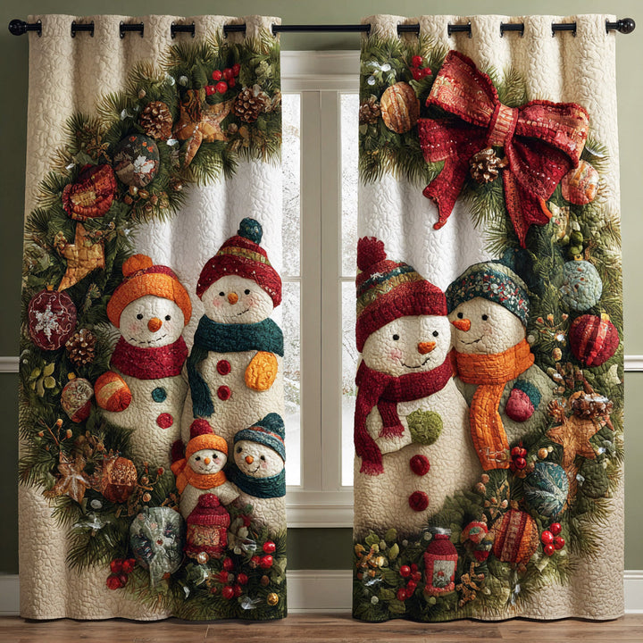 Daphne - Cheerful Snowman Quilted Curtains