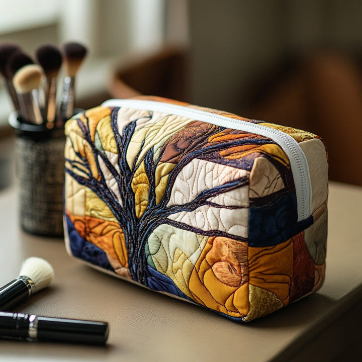 Femke - Quilted Toiletry Bag with Tree of Life Branch Design