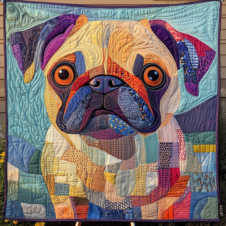 Willemijn - Plush Quilted Blanket Featuring Adorable Pugs