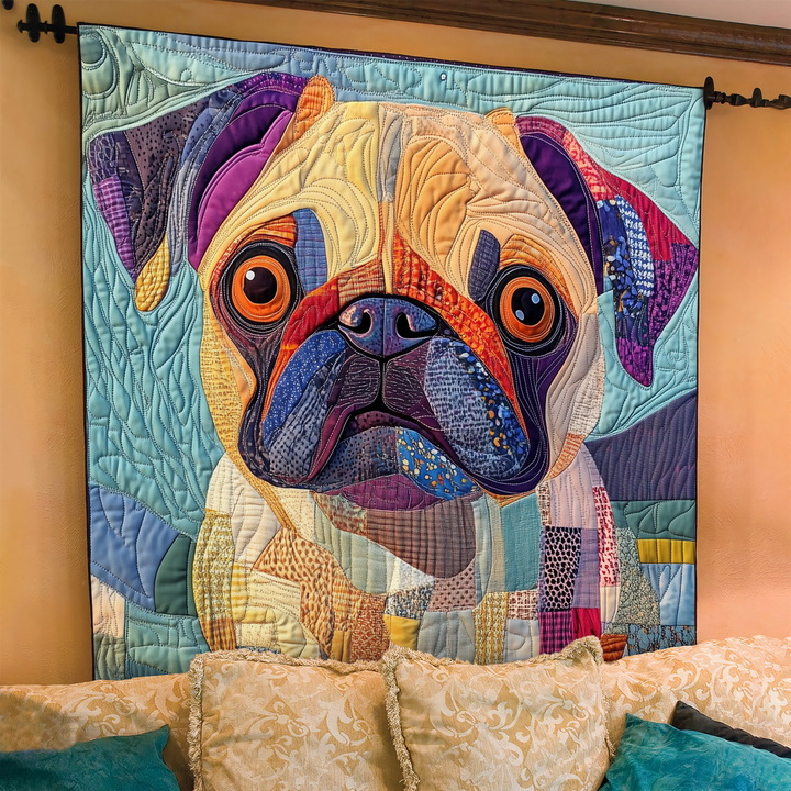 Willemijn - Plush Quilted Blanket Featuring Adorable Pugs