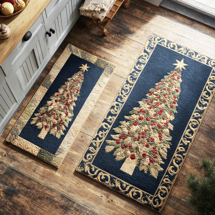 Dieuwertje - Green Kitchen Mat with Nighttime Stars