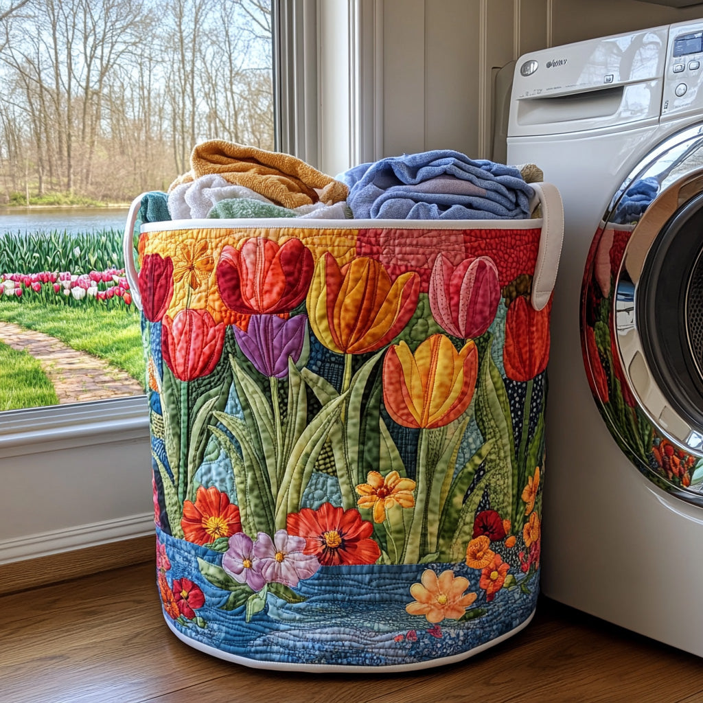 Summer Floral Upholstered Laundry Basket