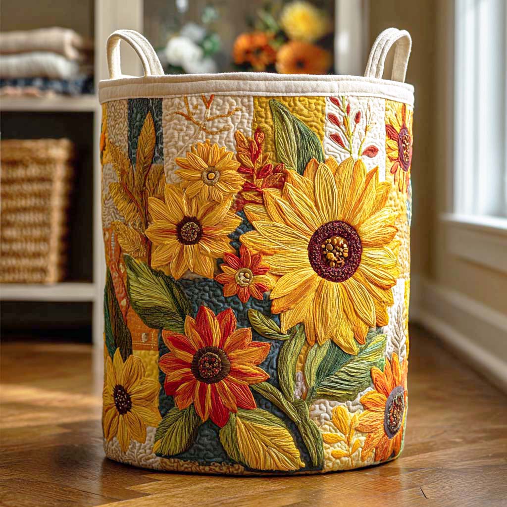 Sunflower Quilted Laundry Hamper