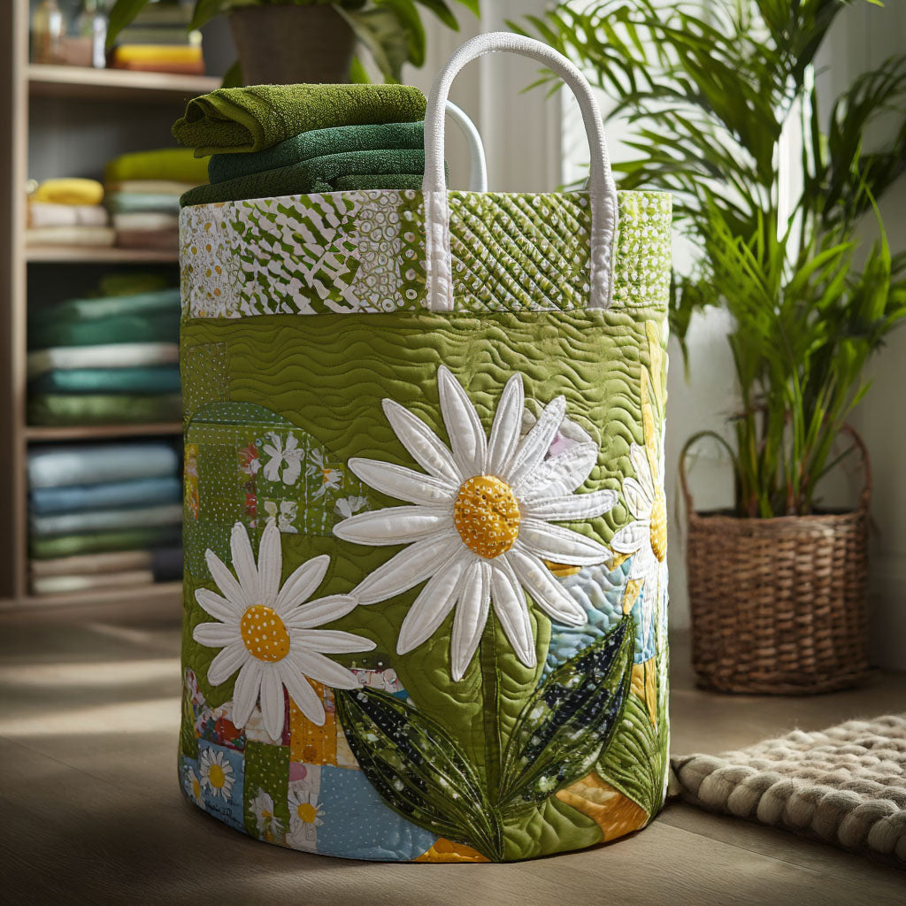 Sunny Stems Quilted Laundry Basket