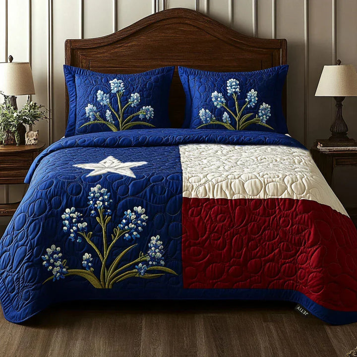 Texas Pride Quilted 3-Piece Bedding Set