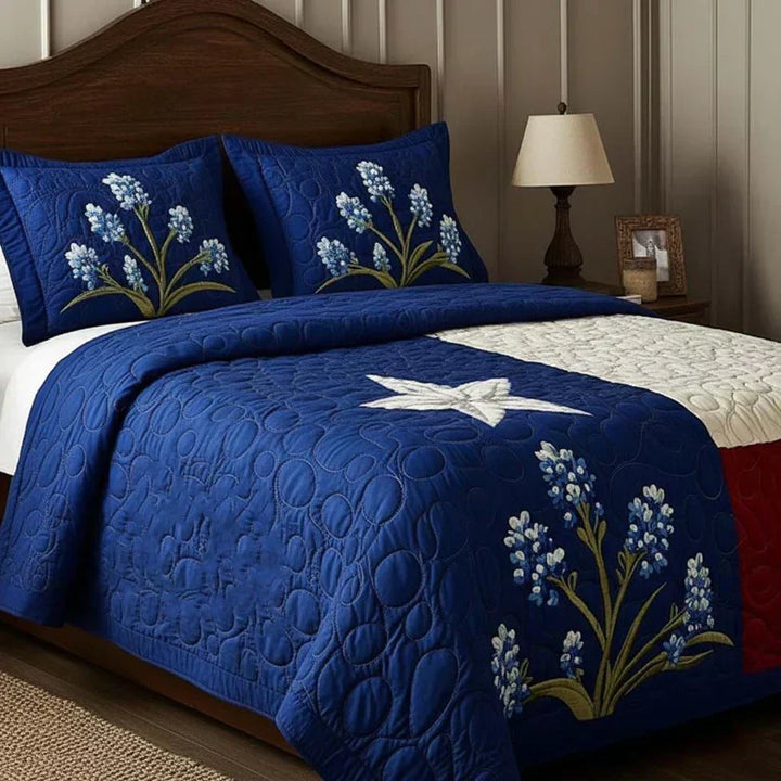 Texas Pride Quilted 3-Piece Bedding Set