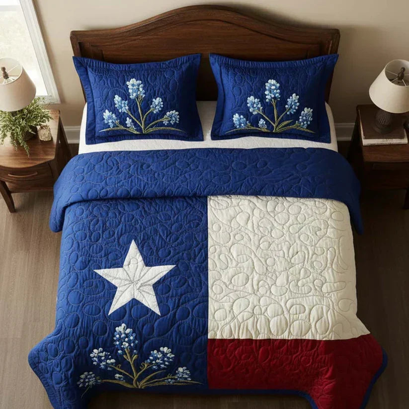 Texas Pride Quilted 3-Piece Bedding Set