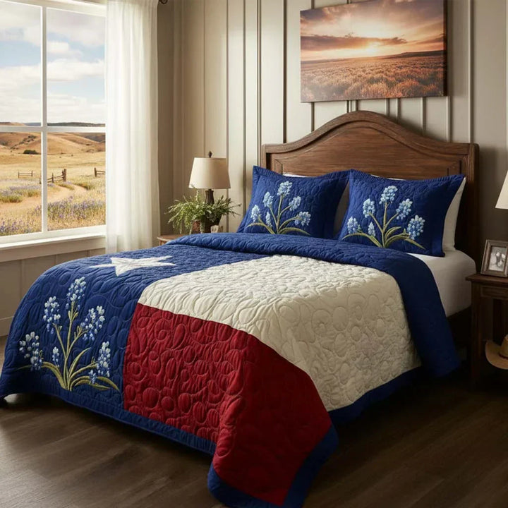 Texas Pride Quilted 3-Piece Bedding Set