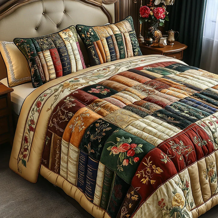 Reader's Refuge 3-Piece Quilted Duvet Cover Set