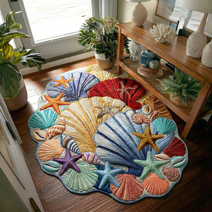Lisa - Custom Shell-Shaped Decorative Area Rug in Tide Whisper