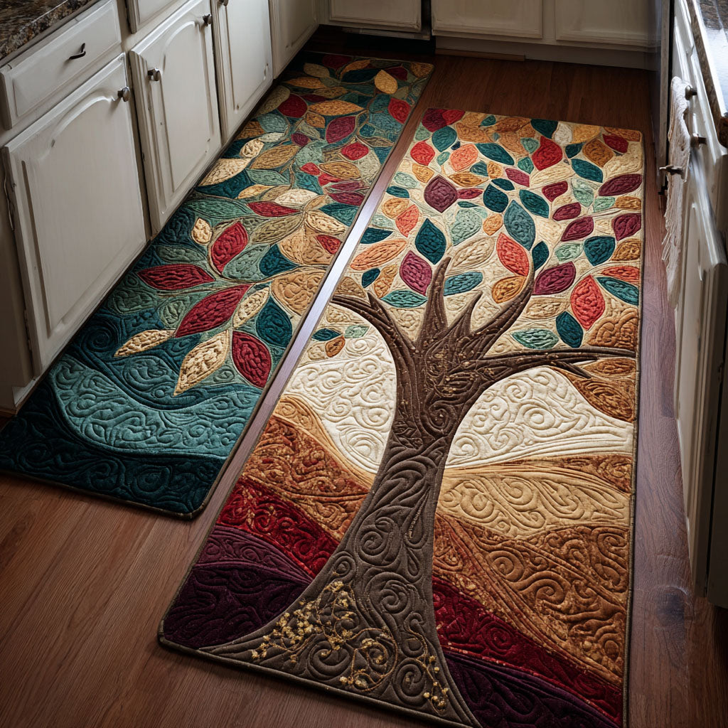Ymkje - Natural Kitchen Mat with Tree and Sanctuary Design