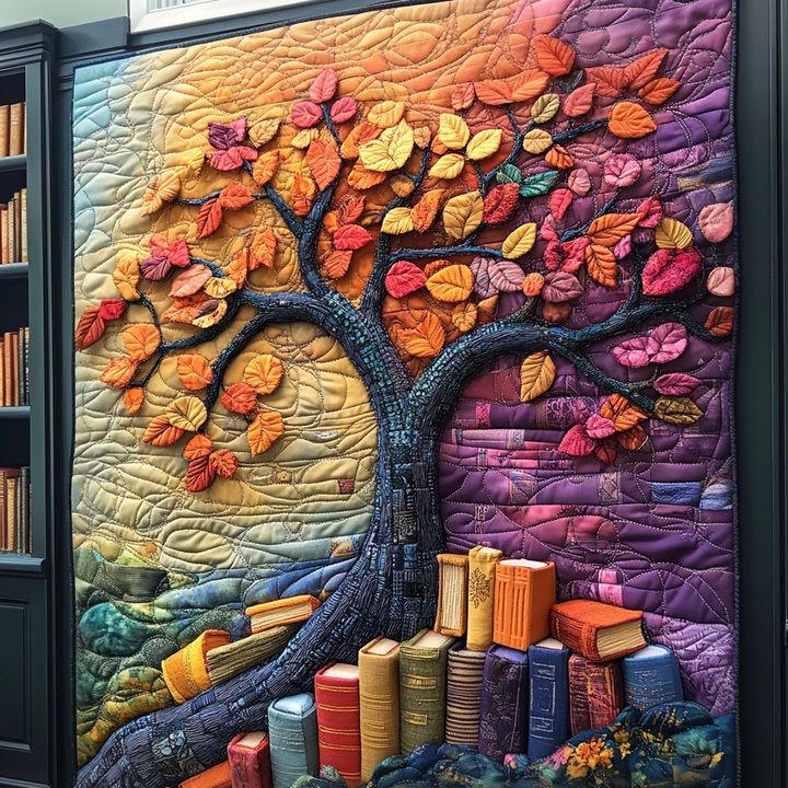 Kirsten - Tree of Books Quilted Blanket