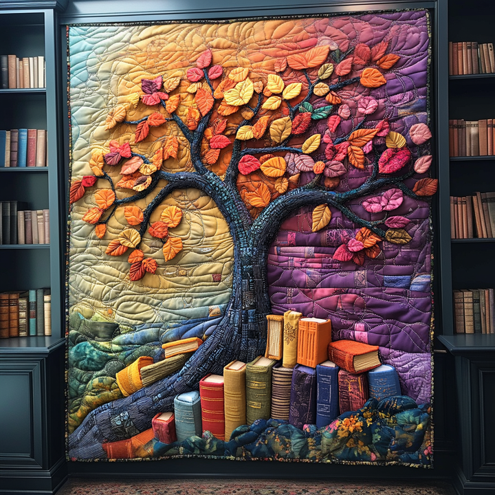 Kirsten - Tree of Books Quilted Blanket