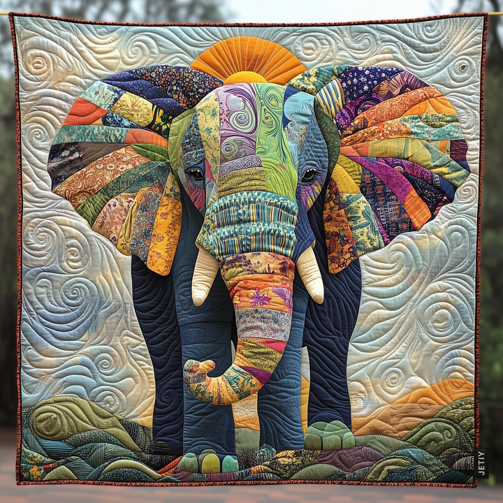 Femke - Elephant Tribal Harmony Quilted Blanket