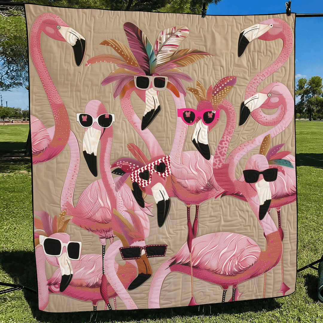 Carlijn - Tropical Flamingo Quilted Blanket
