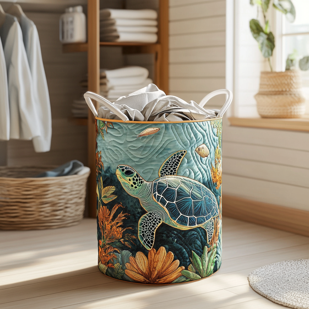 Bay of Turtles Fabric Laundry Basket