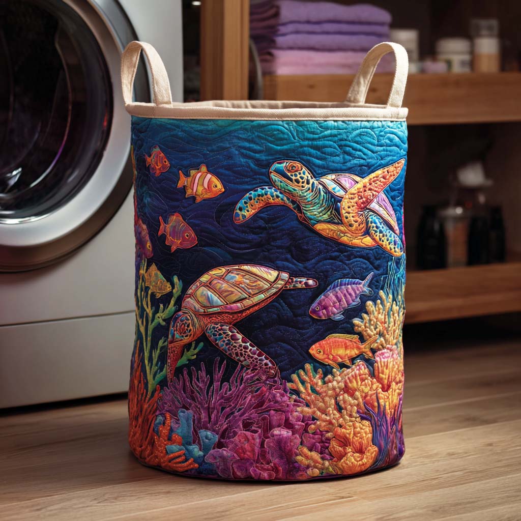 Bay of Turtles Upholstered Laundry Basket
