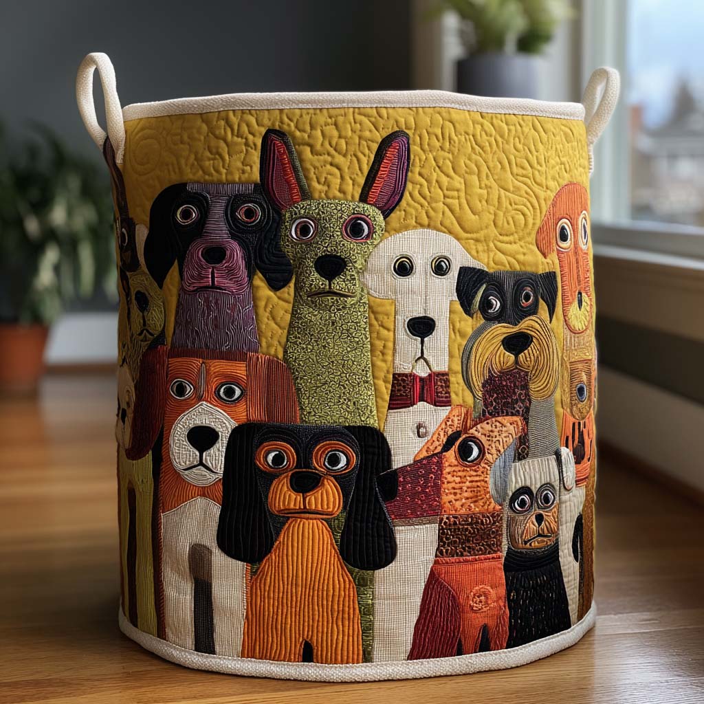Fantasy Dogs Padded Laundry Basket