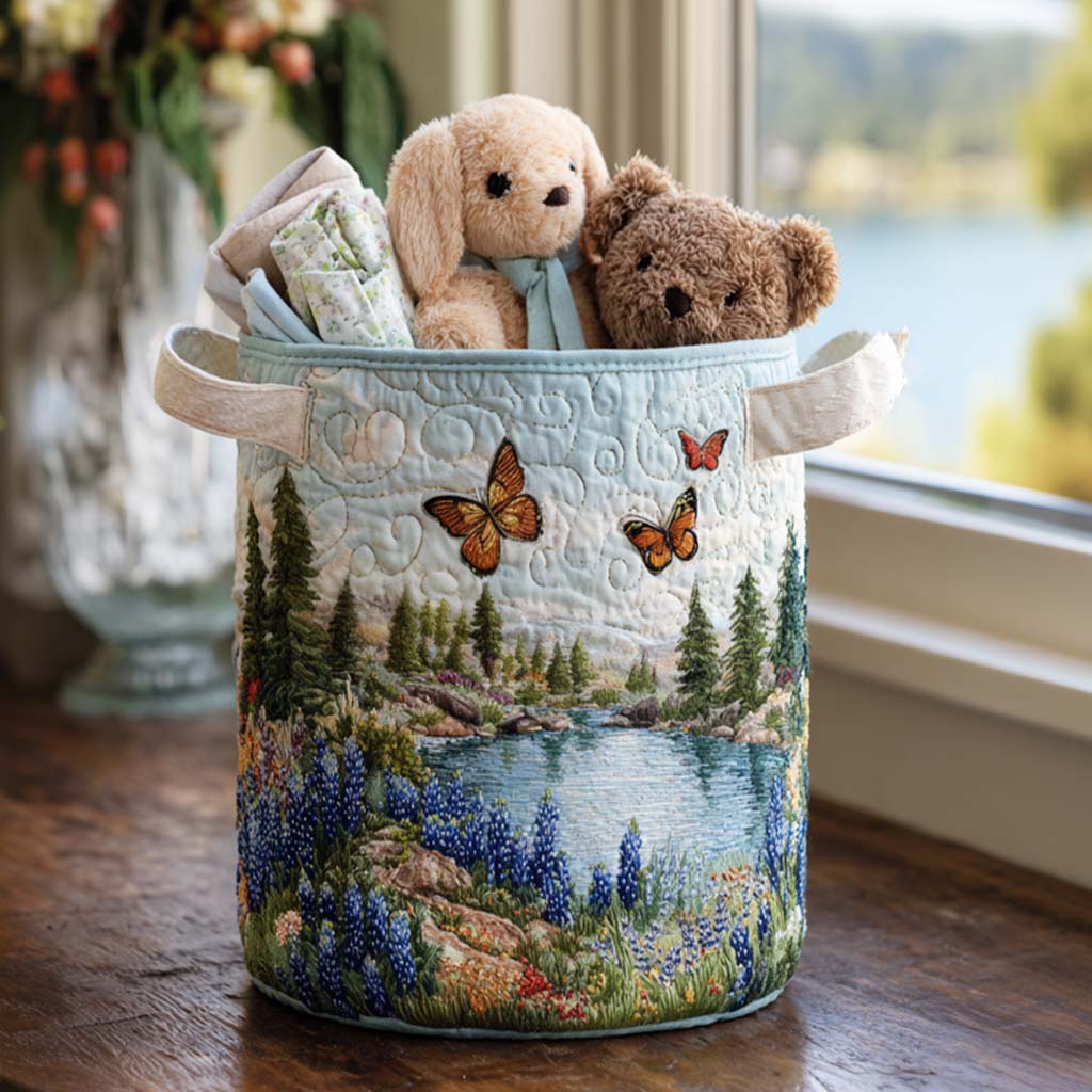 Blue Lupin Upholstered Laundry Basket