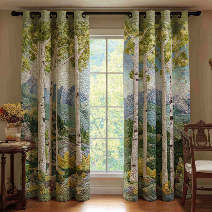 Sietske - Birch Path Quilted Curtains Featuring Wildflowers