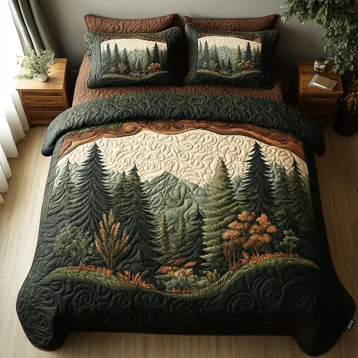 3-Piece Quilted Bedding Set - Woodland Retreat