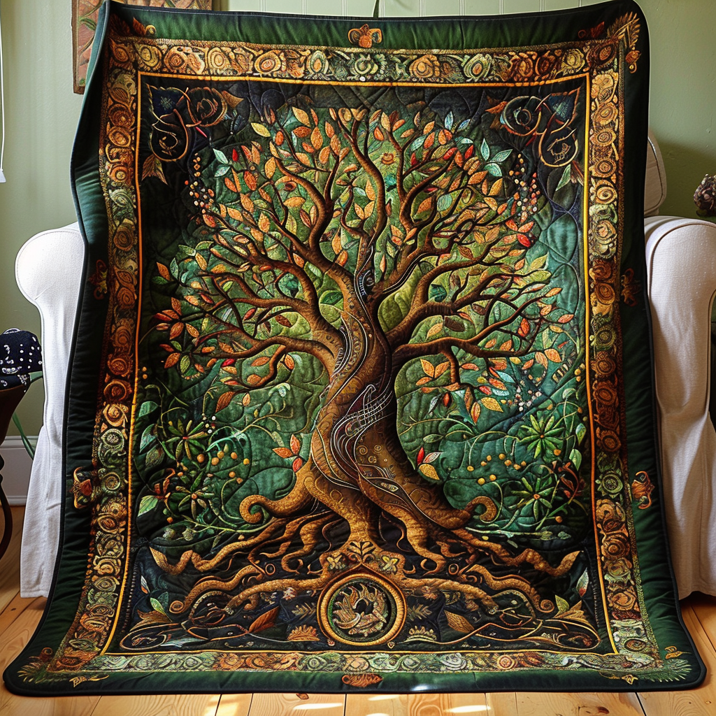 Riet - Artisan Quilted Blanket Featuring Celtic Tree of Life Knot Design