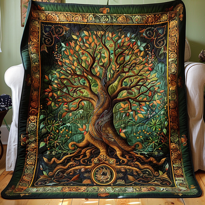 Riet - Artisan Quilted Blanket Featuring Celtic Tree of Life Knot Design