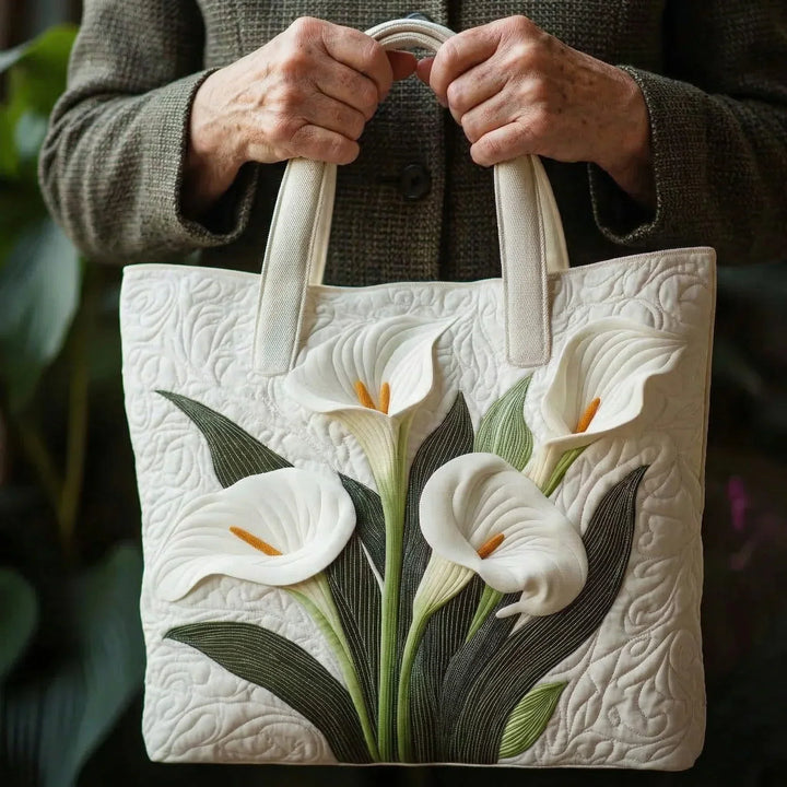 Artisan Quilted Bag - White Calla Lily Design