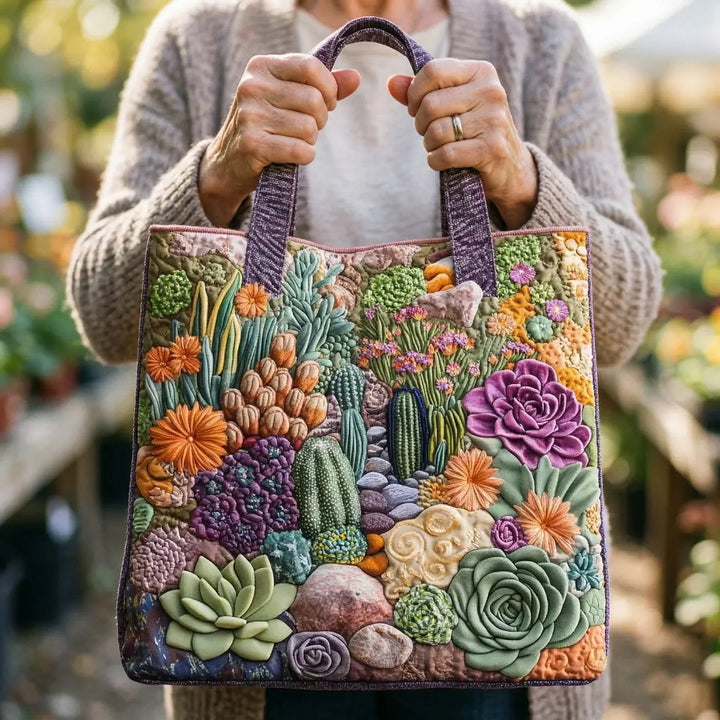 Handcrafted Tote - Succulent Oasis