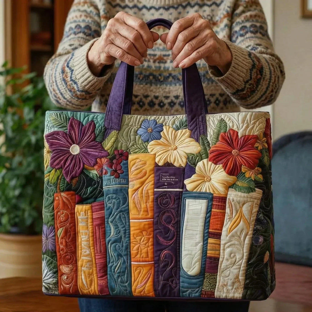 Book Lover's Quilted Tote Bag