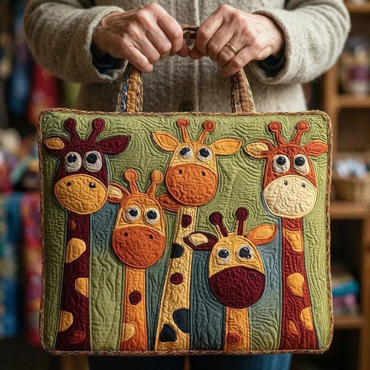 Giraffe Print Quilted Tote