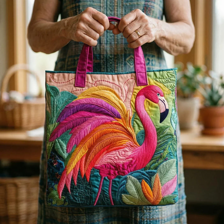 Rainbow Flamingo Gev Quilted Bag
